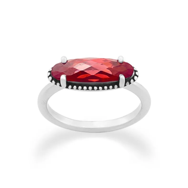 Beaded Horizon Gemstone Ring